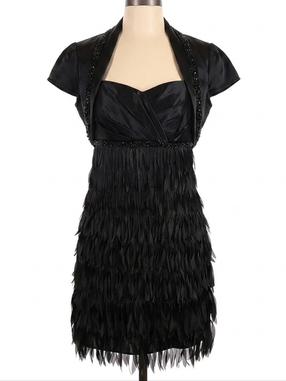 Le Château Black Cocktail  Fringe Dress with Bolero Flapper Style